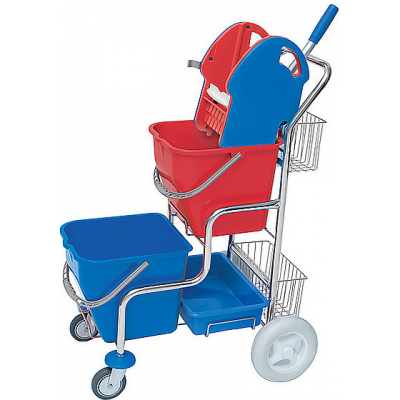 Wózek serwisowy schodowy Roll Mop chromowany z prasą do wyciskania mopów 02.20 S CH